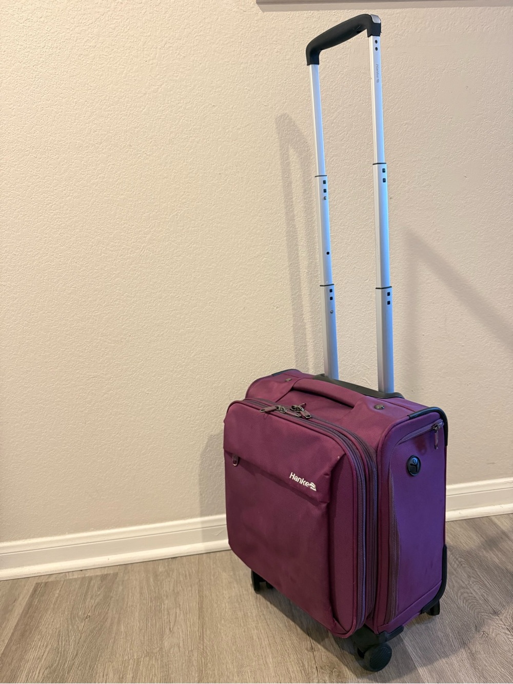 Hanke 16” Underseat Carry-On Luggage Small Softside Suitcase with Wheels Purple